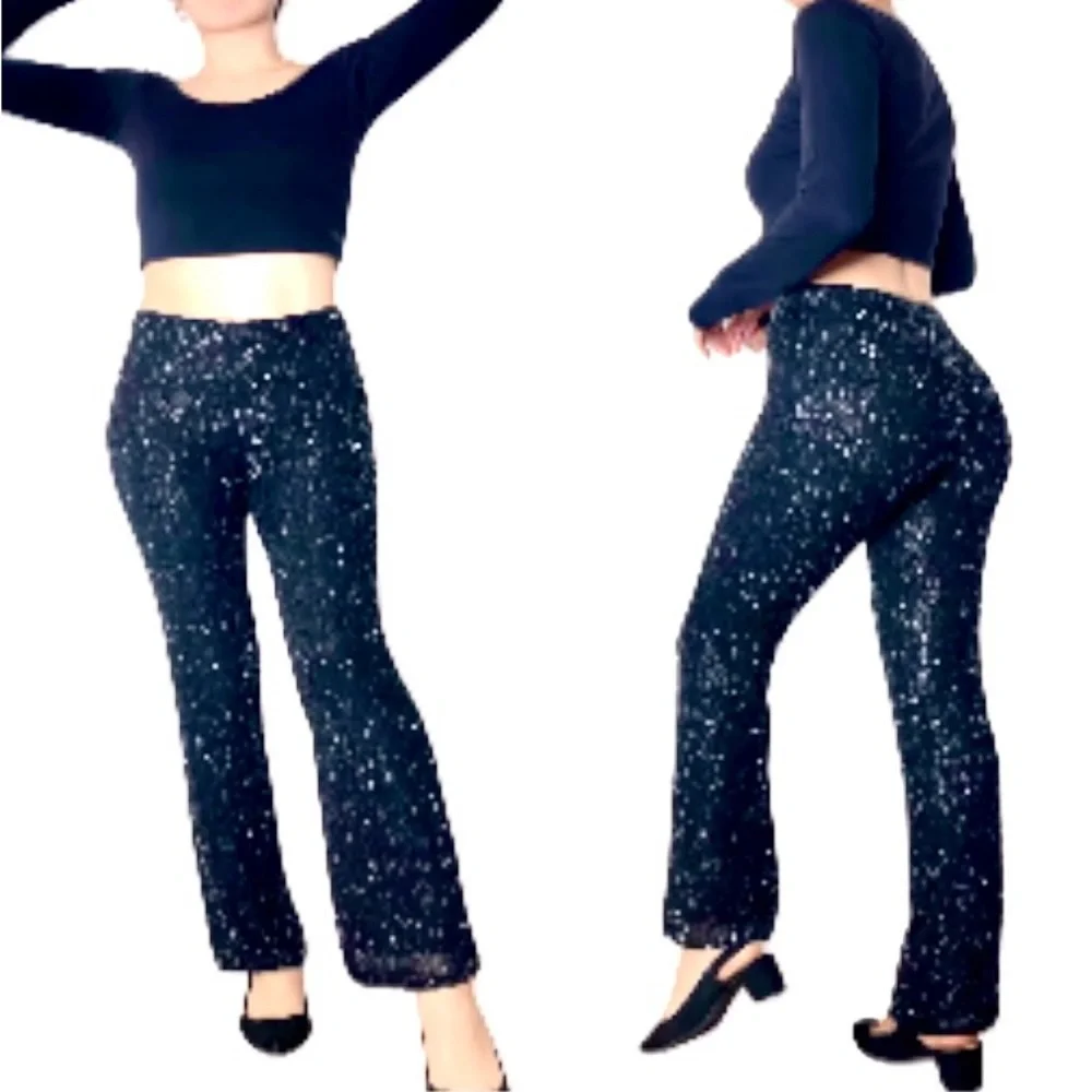 RESERVED Vintage Y2K INC international Concepts Beaded silk black lined pants - Picture 4 of 9